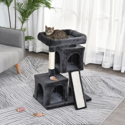PawHut krabpaal met sisalpalen, kattenkrabpaal, kattenklimboom, kattenboom, donkergrijs, 59 x 39 x 83 cm kattenkrabpaal sisalpalen krabpaal donkergrijs | Aosom.nl