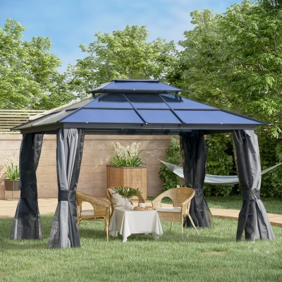 Outsunny 3.6x3m Gazebo Steel Frame with Net Sidewalls