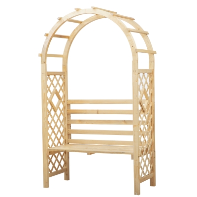 Łuk różany z ławką ławka różana pergola trellis ławka ogrodowa lite drewno naturalne Outsunny®