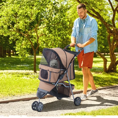 PawHut hondenwagen hondenbuggy honden pet stroller buggy 4 kleuren 3/4 wielen