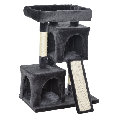 PawHut krabpaal met sisalpalen, kattenkrabpaal, kattenklimboom, kattenboom, donkergrijs, 59 x 39 x 83 cm kattenkrabpaal sisalpalen krabpaal donkergrijs | Aosom.nl