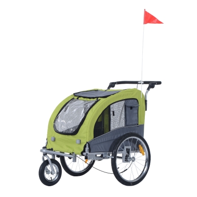 PawHut 2 in 1 hondenaanhanger fietskar jogger vlag regenhoes voor honden 4 kleuren
