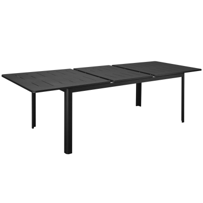 Outsunny Ausziehbarer Gartentisch für 6-8 Pers., Alu, Schwarz, 90 x 75 x 180-240 cm