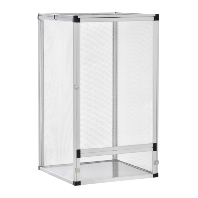 PawHut terrarium voor reptielen glazen terrarium amfibieën spinachtigen reptielenkweekbak aluminium zilver 45 x 45 x 80 cm
