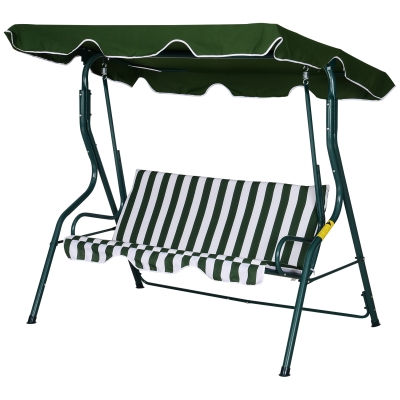 Outsunny® Hollywoodschaukel Gartenschaukel Verstellbares Sonnendach Metallrahmen Grün