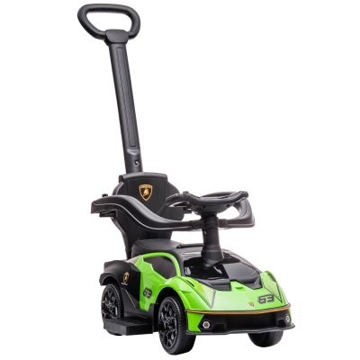 AIYAPLAY 2 in 1 Baby Push Car Essenza SCV12 Licensed Ride On Cars for Toddlers Parent Push Along Car Toddler Sliding Car with Horn Engine Sound Steering Wheel NO POWER Manual, Green