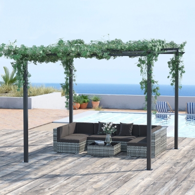 Pawilon różany pergola łukowa łuk różany ogród pawilon odporny na warunki pogodowe metal 3 x 3 x 2,3 m