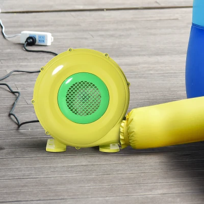 Elektryczna pompka Outsunny 450 W dmuchawa wentylator z uchwytem lekka przenośna do dmuchanych zabawek ABS kolor żółty + zielony 35 x 26 x 33,5 cm