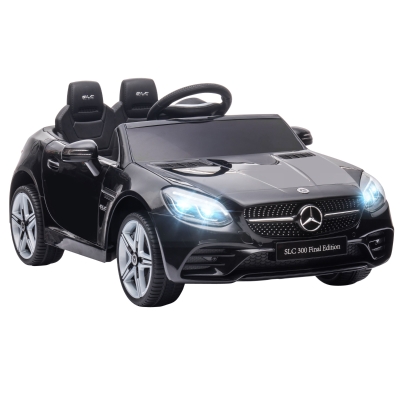 AIYAPLAY Mercedes Benz SLC 300 Licensed 12V Kids Electric Ride On Car with Parental Remote Two Motors Music Lights Suspension Wheels for 3-6 Years Black