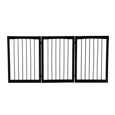 Pawhut Pet Gate 160L×1.2D×76H cm Free Standing Folding Pet/Child Safety Fence-Dark Brown