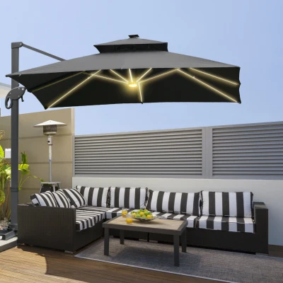 Outsunny 3m Aluminium Sun Canopy with Adjustable Pole Dark Grey