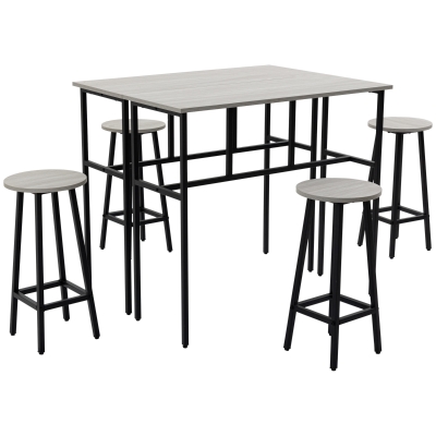 HOMCOM Ensemble table de bar style industriel 6 pièces, 2 tables hautes avec 4 tabourets - acier et panneaux de particules - 4 personnes