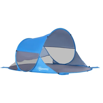 Outsunny 2-Person Pop-Up Camping Tent Fibreglass Blue