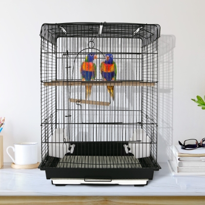 PawHut Aviar pentru Pasari in Metal Negru 41,5x29,5x56,5cm