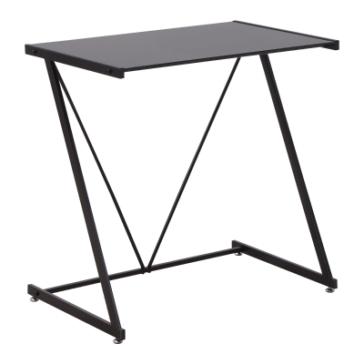 HOMCOM Escritorio Mesa de Ordenador 80x50x75 cm con Encimera de Vidrio Templado y Patas de Metal Carga 80 kg Estilo Moderno para Oficina Estudio Dormitorio Negro