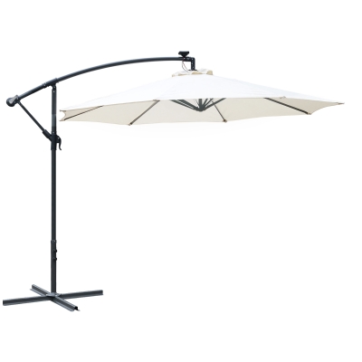 Outsunny Solar LED Umbrella Parasol Cream Φ2.95x2.45m