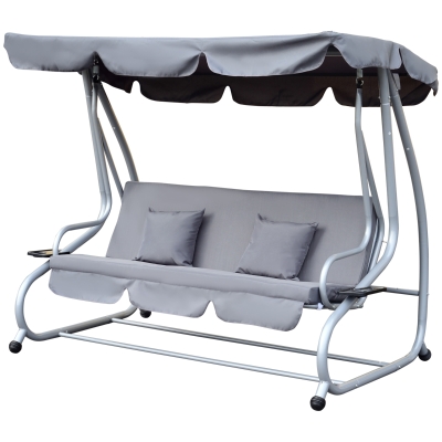 Outsunny Balancelle de Jardin en Métal Gris 200 x 120 x 164 cm