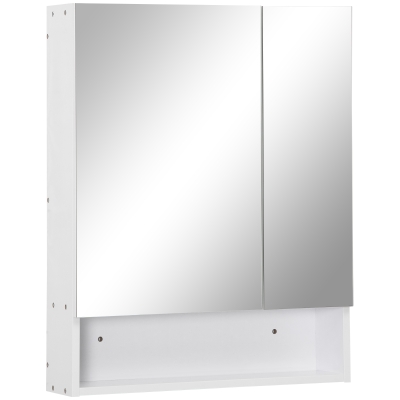 kleankin Armadietto a Specchio Rettangolare con Credenze e Ripiano Regolabile, 60x15x75cm