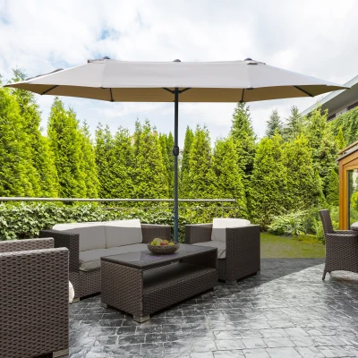 Outsunny 4.6M Double-sided Sun Umbrella Khaki
