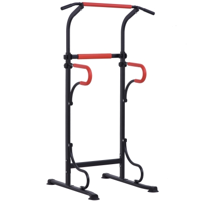 Station de musculation multifonctions hauteur réglable acier noir rouge