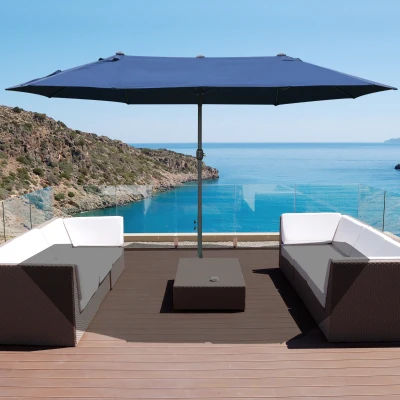 Outsunny 4.6M Double-sided Sun Umbrella Dark Blue