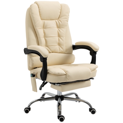 Vinsetto Fotoliu de Masaj de Birou Scaun Ergonomic cu 6 Puncte de Masaj si Incalzire, Crem
