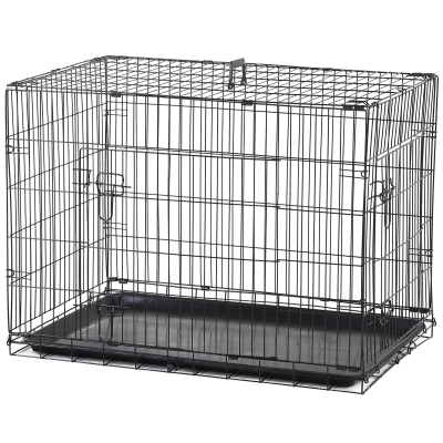 PawHut Hunde Transportkäfig Transportbox Drahtkäfig Hundebox Käfig Schwarz 92 x 57 x 62,5 cm