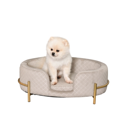 Pawhut Hundesofa Haustiersofa Katzensofa Metallbeinen Rückenlehne Weichem Bezug 64 x 40 x 24 cm Grau
