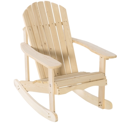 Outsunny Adirondack Schaukelstuhl aus massivem Kiefernholz, Naturfarbe, 74 x 97 x 92 cm