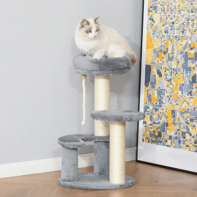 PawHut Kattenboom klimboom speelboom kattenbed kattenkrabboom grijs