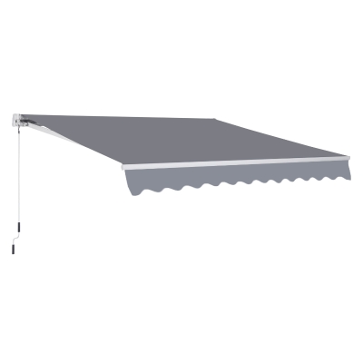 Outsunny Markise Gelenkarmmarkise Sonnenschutz mit Handkurbel 3,5x2,5m Grau Alu+Polyester