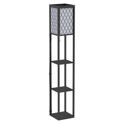 Homcom Lampada da Terra Moderna con Libreria 3 Livelli Nero 26 x 26 x 160 cm