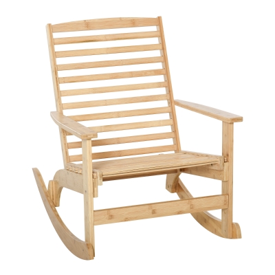 Outsunny Garten Schaukelstuhl Relaxsessel Gartenstuhl Schaukelsessel Bambus Sperrholz Natur 70 x 100 x 95,5 cm