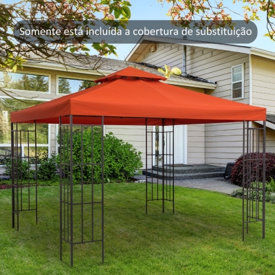 Outsunny Toldo de Substituição 3x3m para Pérgolas Toldo de Substituição de Pérgolas de Jardim Terracota