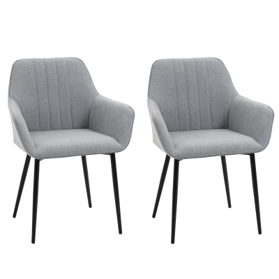 Lot de 2 chaises de visiteur style scandinave lin