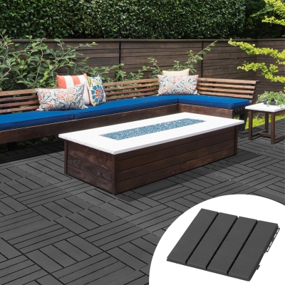 Outsunny zestaw 9 płytek na taras balkon patio 30 x 30 cm płytka ogrodowa na klik wykładzina podłogowa kafelki podłogowe wewnętrzne zewnętrzne tworzywo sztuczne kolor czarny