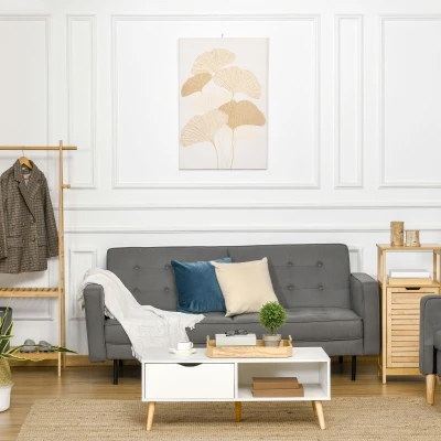 HOMCOM Pintura em Tela Folhas de Ginkgo Biloba 90x60cm Impressão Artística para Decoração de Parede na Sala de Estar Quarto de Escritório