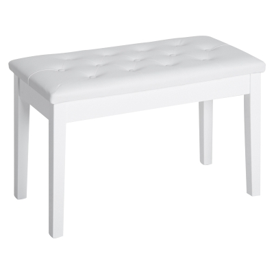 Homcom Sgabello Pianoforte con Vano Portaoggetti in Ecopelle e Legno, 76x36 x50cm, Bianco