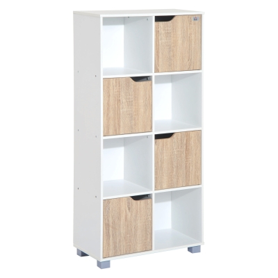HomCom Libreria di Design a 8 Scompartimenti in Legno Bianco, 60x30x122cm