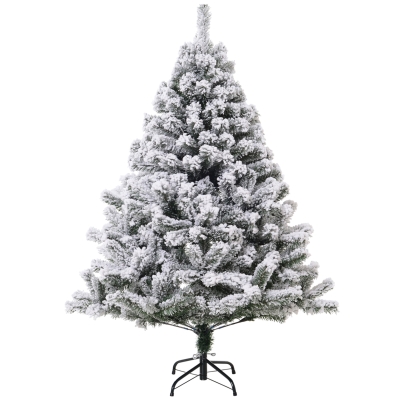 Homcom Albero di Natale Artificiale Innevato 140cm Verde e Bianco Ф78cm