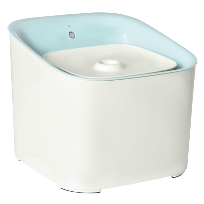 PawHut Trinkbrunnen für Haustier 3L Katzenbrunnen mit Infraroterkennung Katzentrinkbrunnen 3 Modi Smart Hunde Wasserbrunnen Leiser automatisch ABS Weiß+Blau 21 x 20 x 18 cm