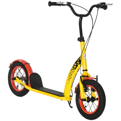HOMCOM Kinderroller mit 12'' Luftreifen Scooter Tretroller höhenverstellbar Roller Cityroller Kinder Roller Kickboard ab 5 Jahre Kleinkind Schwarz 118 x 55,5 x 85-100,5 cm