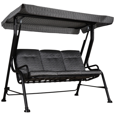 Outsunny® Hollywoodschaukel 3-Sitzer Gartenschaukel Verstellbares Sonnendach Textilene