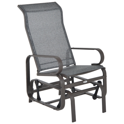 Outsunny Schaukelstuhl Garten Gartenstuhl Relaxstuhl Gartenschaukel Garten Metall Schaukel Stuhl für Garten Terrasse Balkon Texteline Grau 60 x 75 x 104 cm