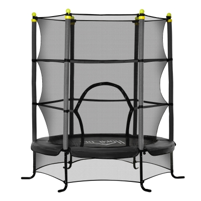 HOMCOM Trampolin Ø163 cm Gartentrampolin Mini-Trampoline für Kinder mit Sicherheitsnetz Randabdeckung Kleinkind-Trampolin für drinnen und draußen springen Gummiseil gepolstert Stahl Schwarz bis 45 kg