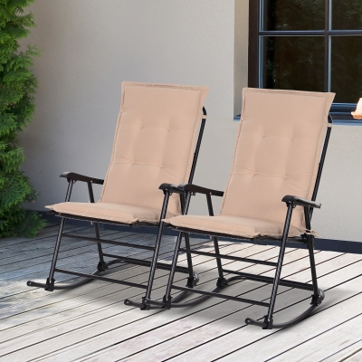 Outsunny Polyester High Back Outdoor Garden Chair Replacement Cushion Beige