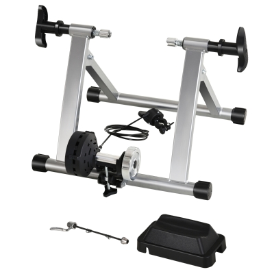 HOMCOM Rollentrainer Fahrradtrainer Fahrrad Heimtrainer Magnetbremse klappbar verstellbar 26"-28" oder 700C Stahl Silber 54,5 x 47,2 x 39,1 cm
