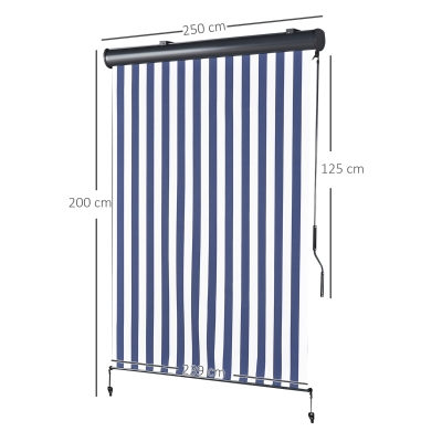 Outsunny Copertina Retractabila tip Rulou Manivela Alba si Albastra 250 x 200 cm