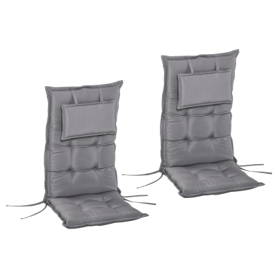 Outsunny® 2-tlg. Stuhlauflage Auflage für Gartenstuhl Sitzkissen mit Rückenlehne Polyester