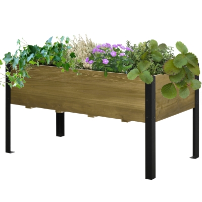 Outsunny Raised Garden Bed Elevated Wood Planter Box w/ Metal Legs and Non-woven Fabric
